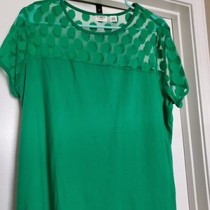 Kelly Green Mesh Polkadot Shirt